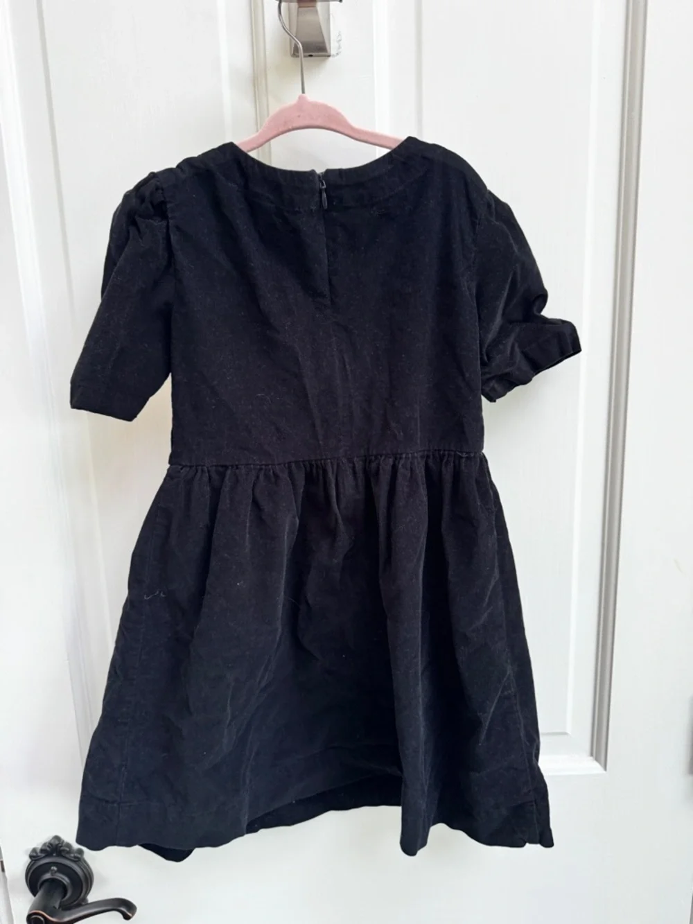 Baby GAP Girls Small (5)  Black Velvet Puff-Sleeve Girls 3/4 Sleeve Dress